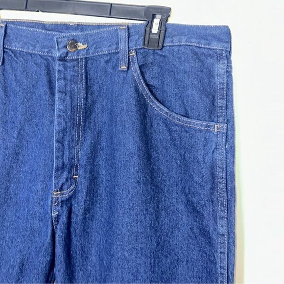 RUSTLER x WRANGLER 38 x 30 Vintage Dark Wash Regular Fit Four Pocket Jeans - Picture 9 of 13